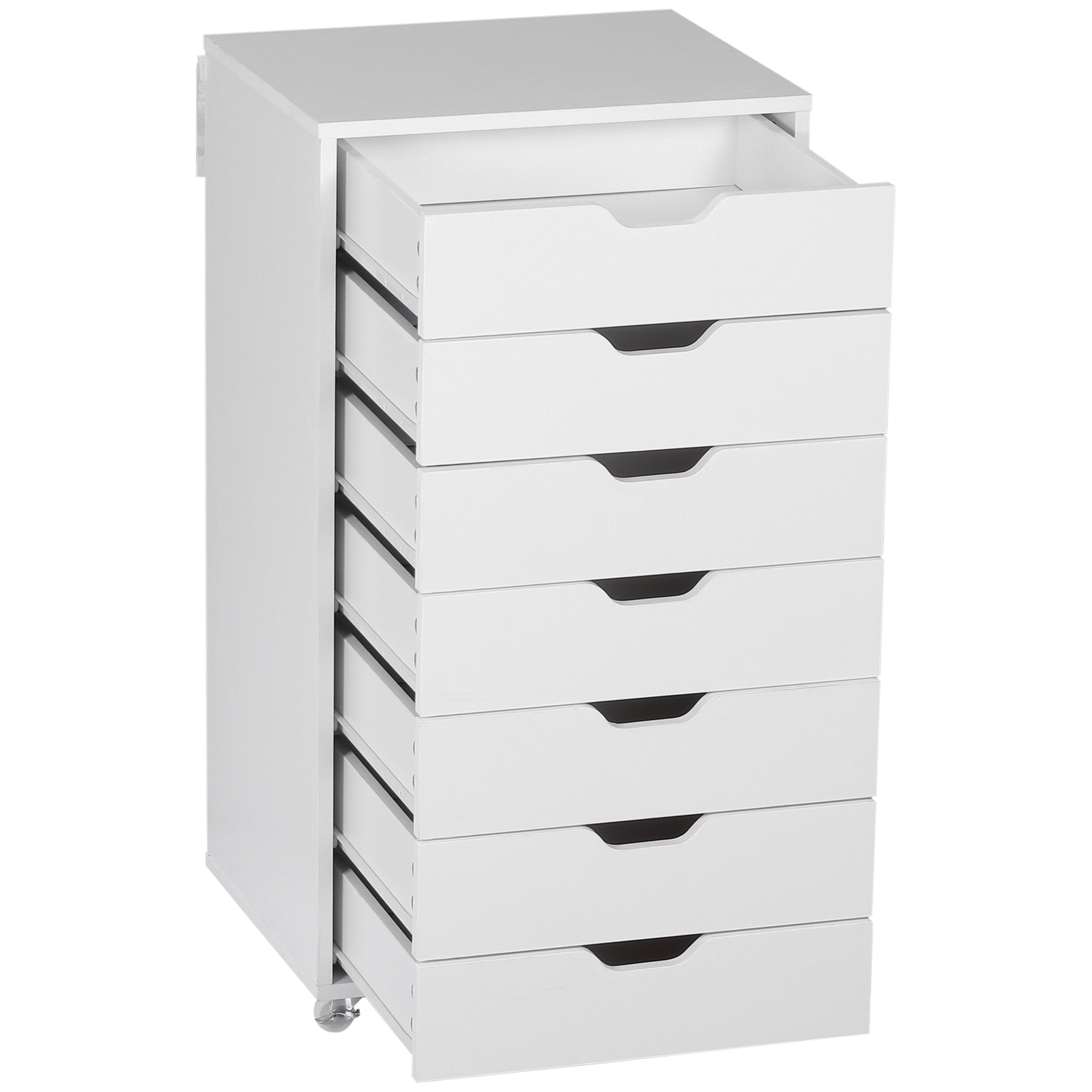 Vinsetto Seven-Drawer Filing Cabinet, with Wheels - White